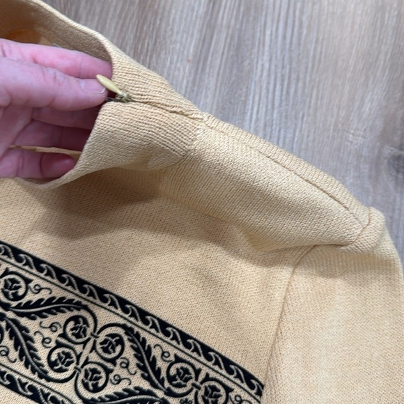 Vintage St. John Mock Neck Gold Black Lightweight Sweater Geometric Medium - Picture 6 of 8